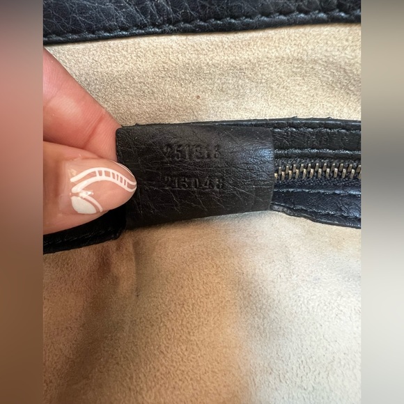 SOLDSOLDSOLDAuthentic Pre owned Gucci 1973 Black Pebbled Leather Top Handle Bag - Picture 16 of 17